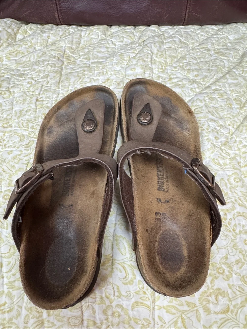 Birkenstock Kids Brown Toe-Post Sandals with Buckle